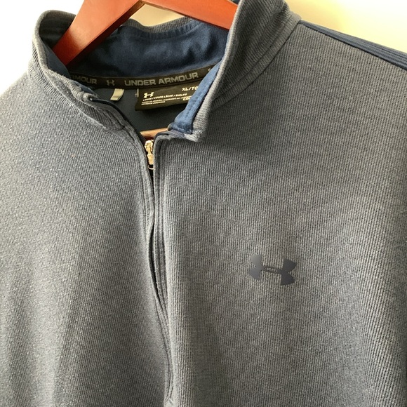 Under Armour Size XL Quarter Zip Navy Blue Sweater. Excellent condition - Picture 15 of 16